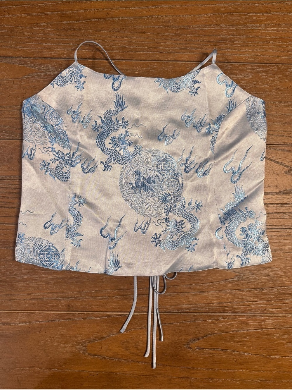 Silk-Effect Blue Dragon Print Cami Top